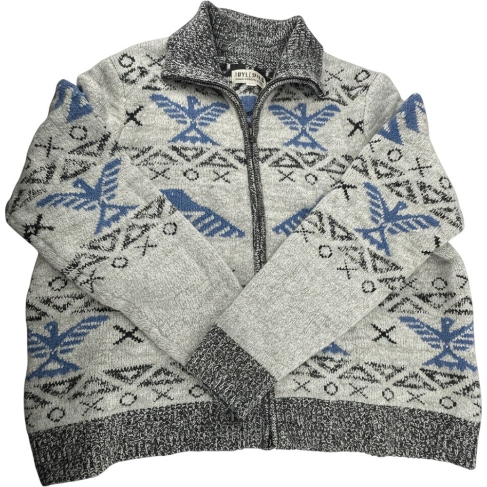 Idyllwind Aztec Full Zip Cardigan Sweater Womens XXL Gray Blue Aztec Western